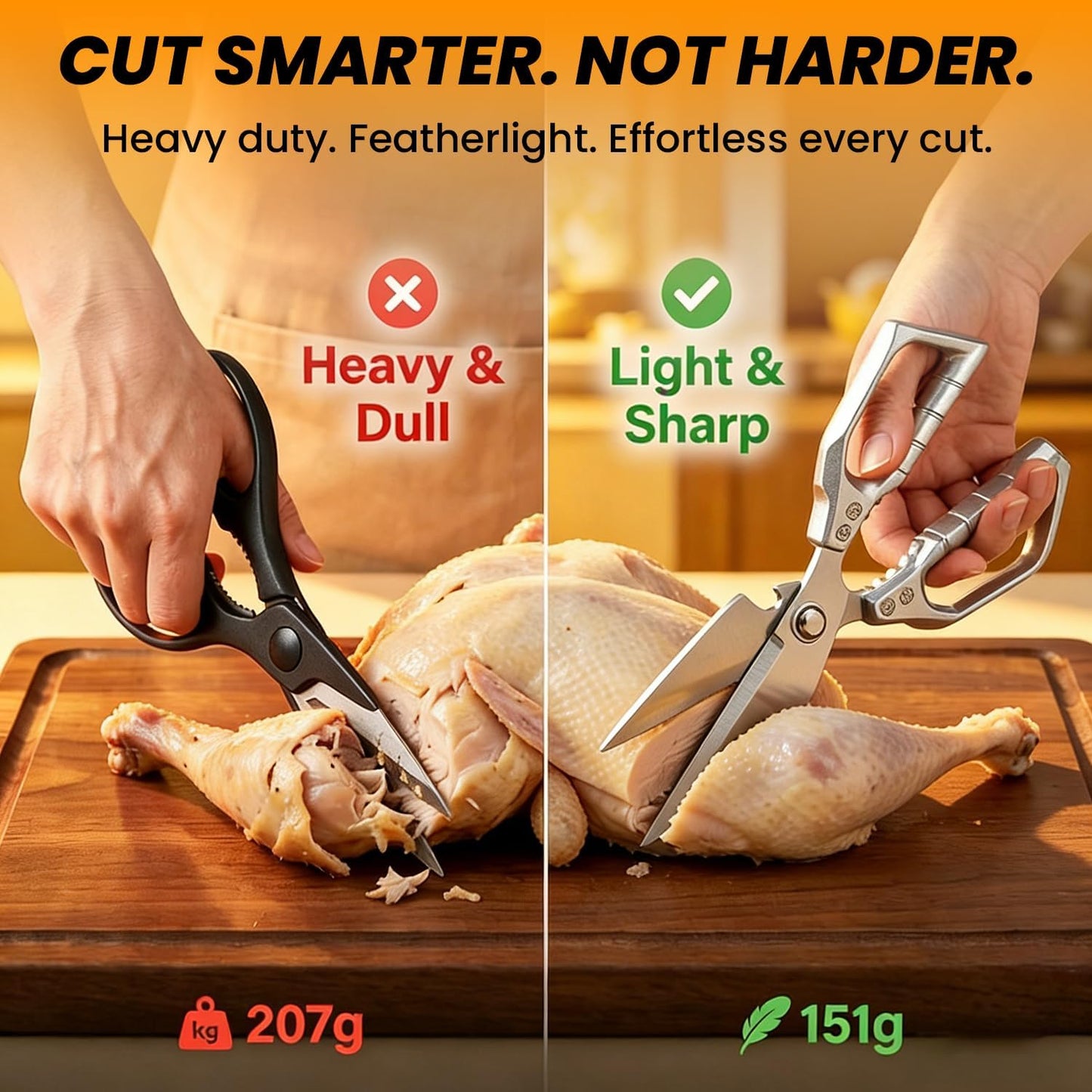 Multifunctional Heavy Duty Kitchen Shears: Kitchen Shears for Cutting Chicken,Kitchen Scissors for Food, Japanese High-Carbon Steel Culinary Poultry Shears, for Chicken,Meat,Fish,Bone Cutting(3.0mm) ﻿