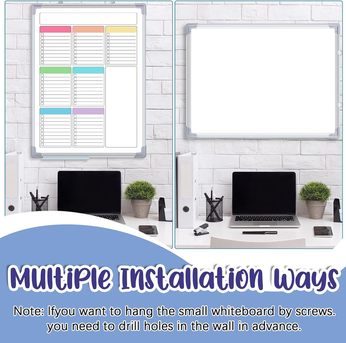Lincia Magnetic to Do List Whiteboard for Wall 24" x 18" Large Weekly Dry Erase Board, Hanging Double-Side White Board Calendar for Planning Drawing Memo Home Kitchen Office(White)