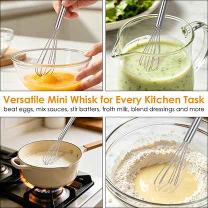 HOTEC Stainless Steel Whisk Set of 4, Food Grade Balloon Whisk Egg Beater, Thicken Wire Mixing Whisk for Baking, Cooking, Whisking Cream, Sauce, Pancake Batter