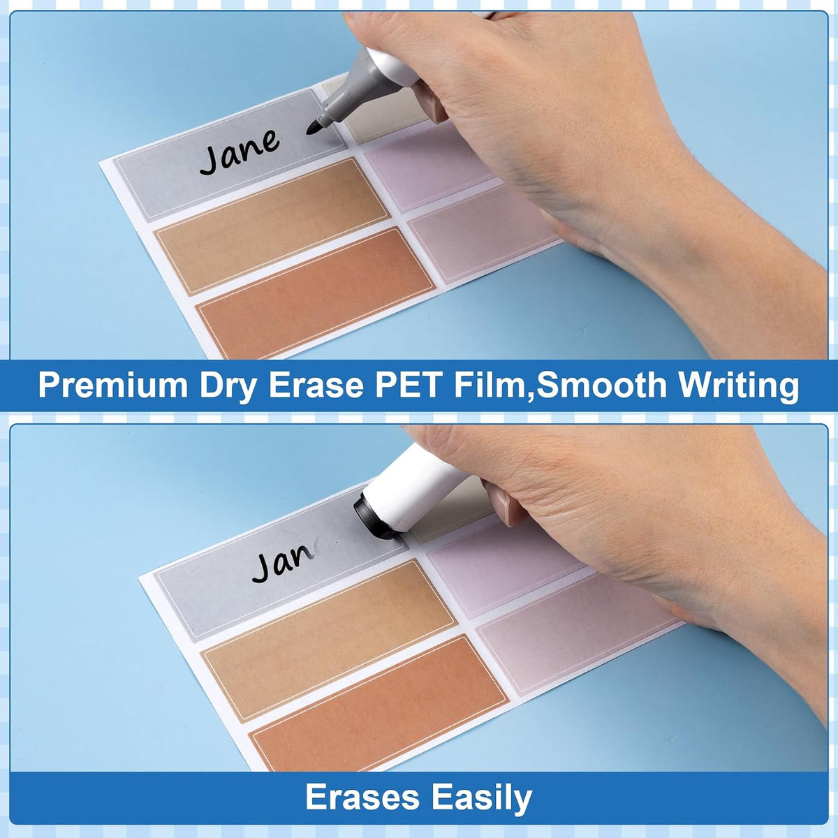 480 Pcs Dry Erase Labels, Dry Erase Stickers, Waterproof Sticker Labels, Removable Labels Easy Peel Off, Reusable Sticky Notes for Food Containers, Office (Retro, Small)