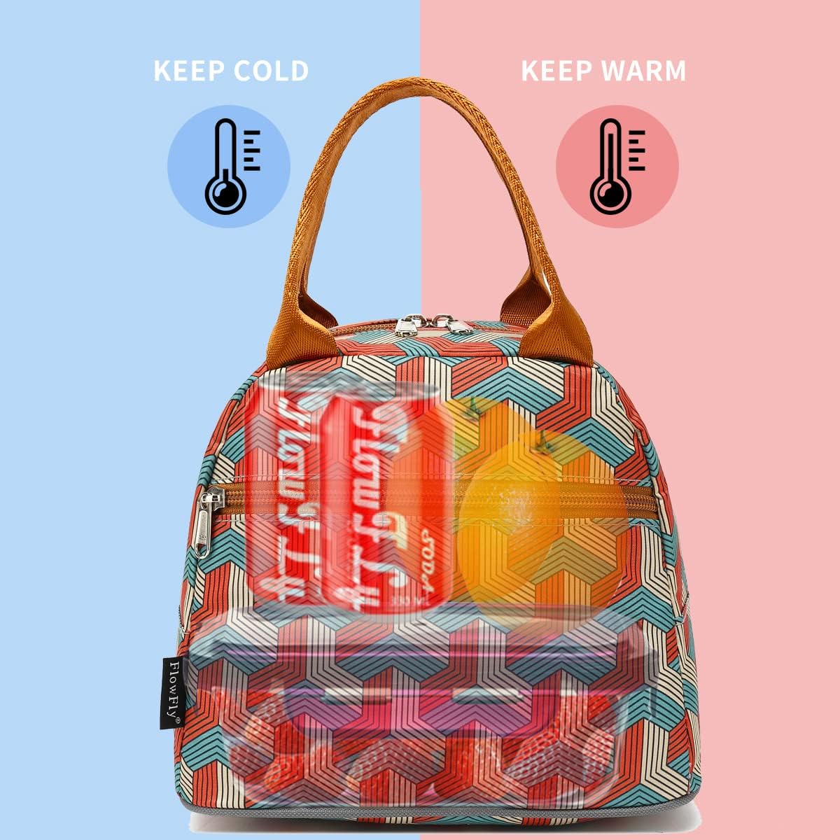 FlowFly Insulated Lunch Cooler Bag - Tote Bag Organizer for Women/Men, Black - Colors A