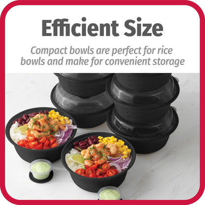 GoodCook Meal Prep Containers Set Microwave & Dishwasher-Safe Round Food Organizers with Labeled Compartments BPA-Free Food Storage Set with Snap Shut Lids Portion Control, 10-Pieces, Red