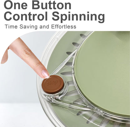 5.3Qt Stainless Steel Salad Spinner, Salad Spinner Stainless Steel With Stop Button & Drain Hole, Non-Slip Base, Vegetable Spinner Dryer, Dishwasher Safe For Kitchen
