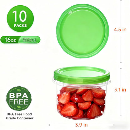 Airtight Food Storage Containers, Leakproof, BPA-Free, Stackable Kitchen & Pantry Organizers for Dry Food, Meal Prep, Snacks, Leftovers, Microwave, Dishwasher and Freezer Safe (10 Pack-16 Oz)