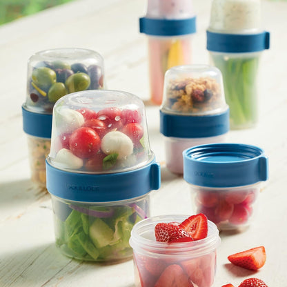 LOCK & LOCK LocknLock Easy Essentials Twist Two Way Food Storage Container, BPA-Free/Dishwasher Safe, 10-Piece Set, Clear