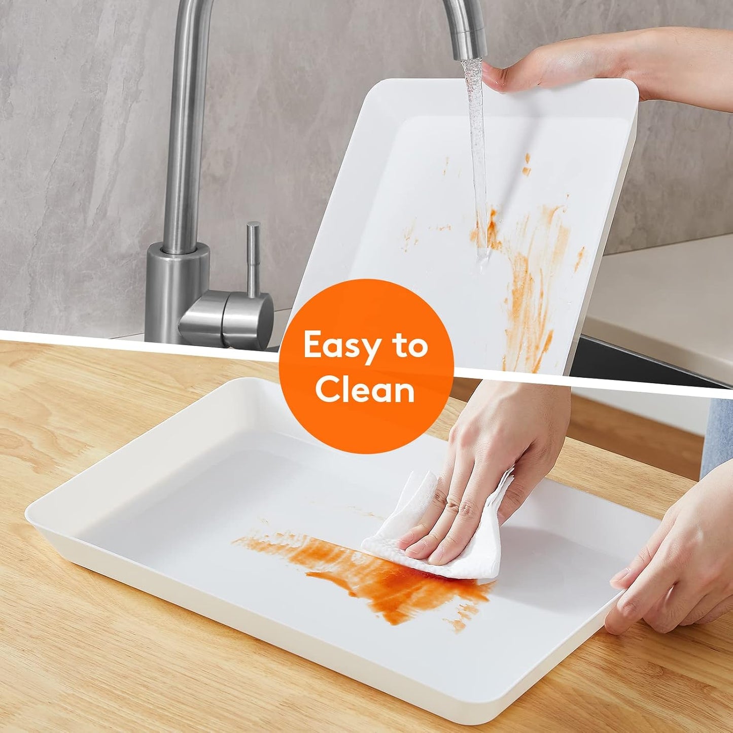 Lifewit Plastic Serving Tray for Party Supplies, 15" x 10" White Trays for Serving Food, Reusable Large Platter for Buffet, Fruit, Dessert, Snack, Veggie, Kitchen and Outdoor Use, Rectangle, 10 Pcs