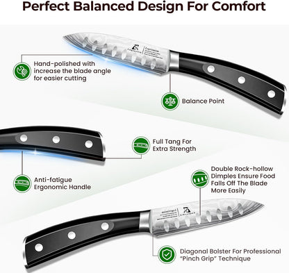 CoquusAid 5 inch Kitchen Utility Knife, Serrated Blade Tomato Knife
