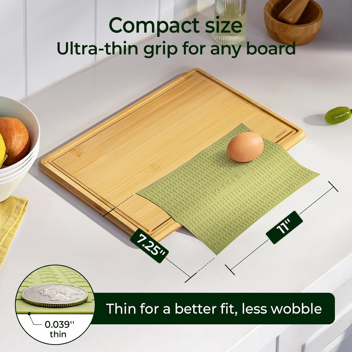 Keechee Silicone Non-Slip Mat for Cutting board, Preventing Cutting Injuries in the Kitchen Chopping Boards Feet for Kitchen Safe, Warm Gifts for Kitchen & Home Protector (Green)