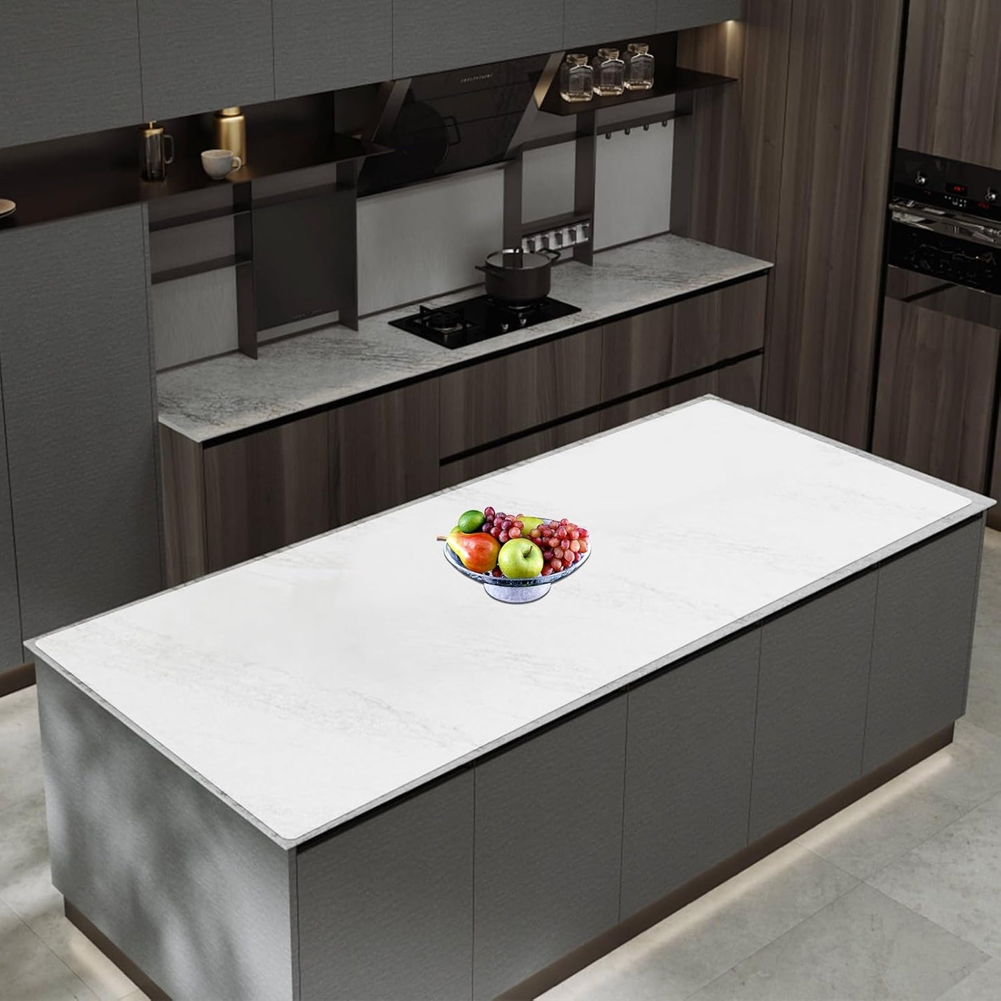 72''x16'' Extra Large Silicone Mat for Kitchen Counter, Heat Resistant Countertop Protector, Non-Slip Waterproof Kitchen Island Mat, Easy to Clean, Light Gray