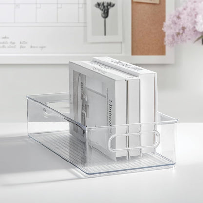 iDesign Stackable Fridge Bin, Clear, Set of 2 | Storage Bin for Freezer or Pantry, Made in USA