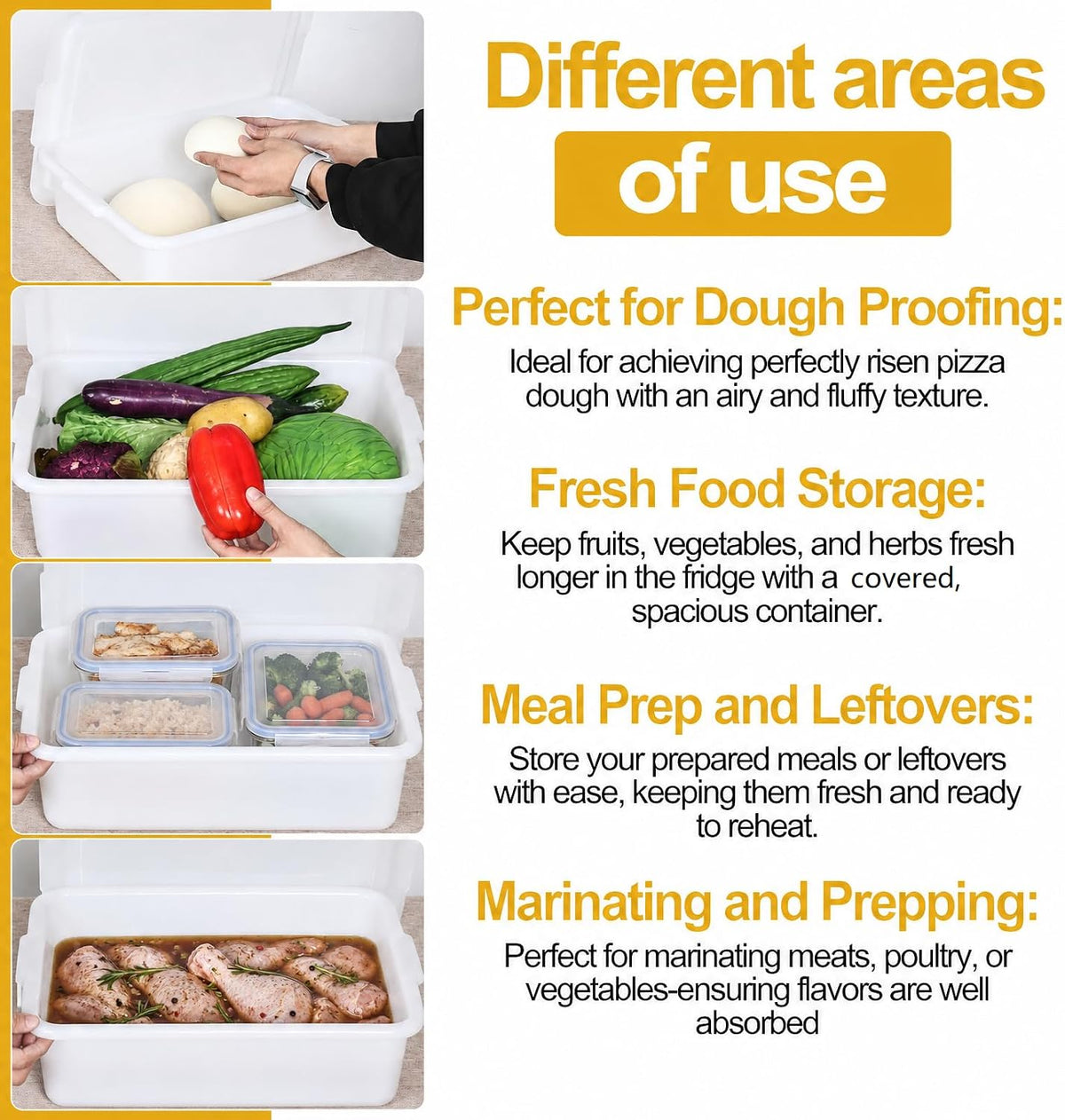 3 Pack Pizza Dough Proofing Box, Pizza Storage Container, 13L