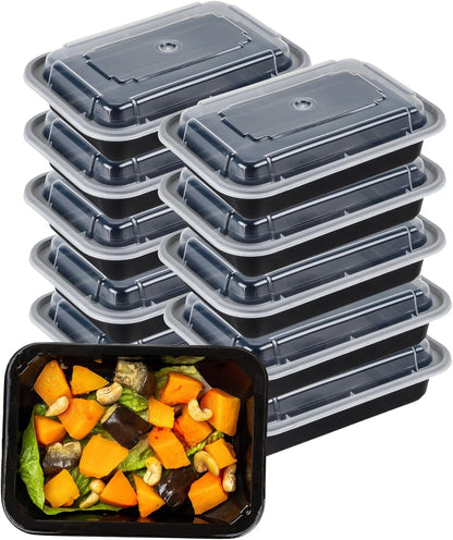 Green Direct Lunch Box Sets/Large Food Container with Lid / 2 Compartment Bento Box, Microwaveable, Freezer & Dishwasher Safe, Leak Proof, 10 Pack