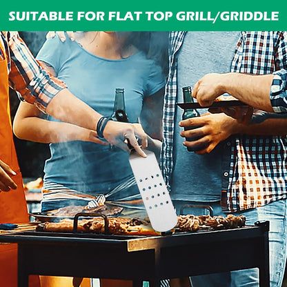 Metal Spatula Set, HaSteeL Stainless Steel Griddle Spatula Tools Kit with Wooden Handle, Heavy Duty Long Pancake Flipper Burger Turner for BBQ Teppanyaki Flat Top Grilling Cooking Outdoor & Indoor