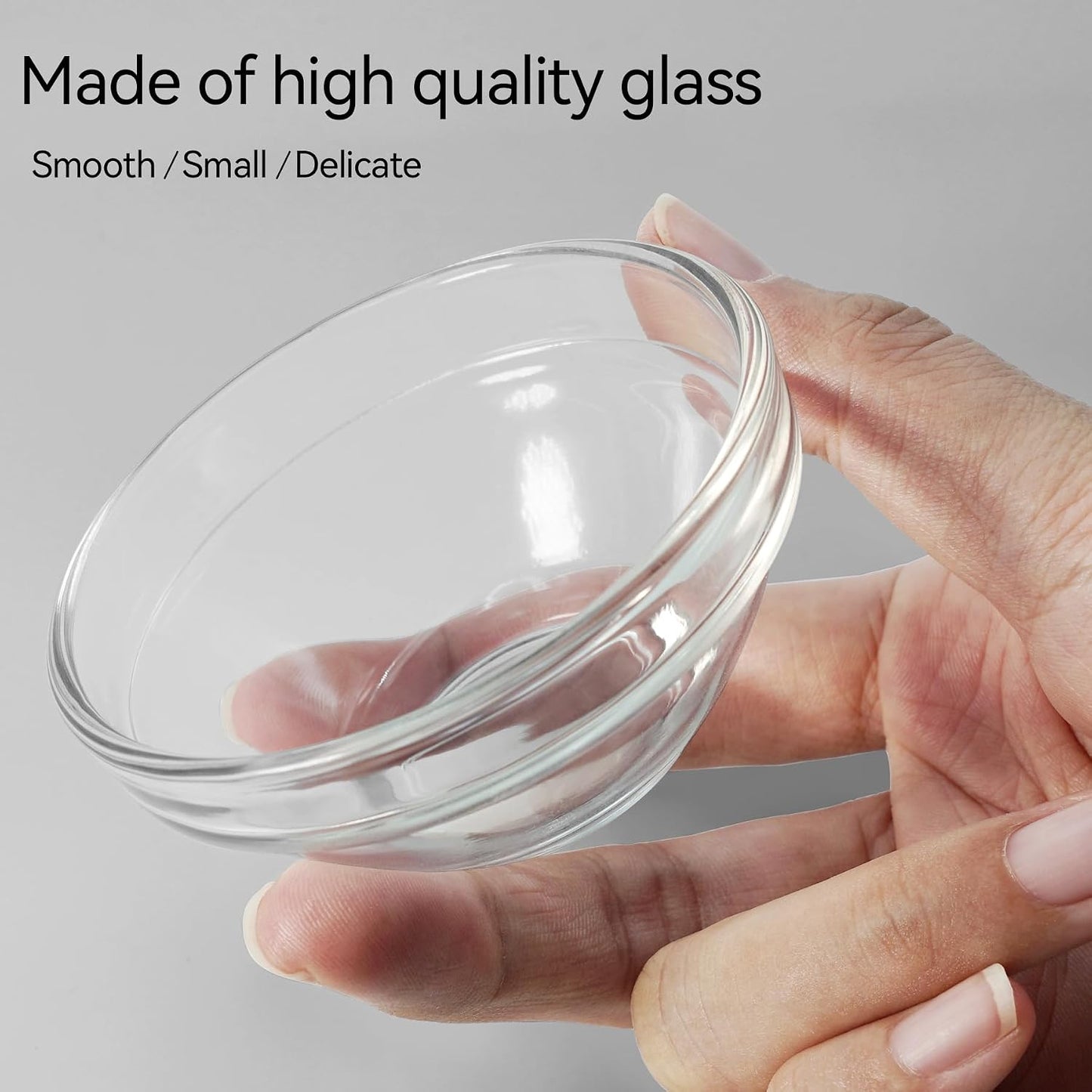 3" Clear Glass Pinch Bowls, 6 Pack 2.5oz Stackable Small Prep Dishes for Spices, Dipping Sauces, and Ice Cream Toppings - Dishwasher, Microwave, and Freezer Safe