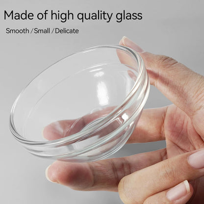 3" Clear Glass Pinch Bowls, 6 Pack 2.5oz Stackable Small Prep Dishes for Spices, Dipping Sauces, and Ice Cream Toppings - Dishwasher, Microwave, and Freezer Safe