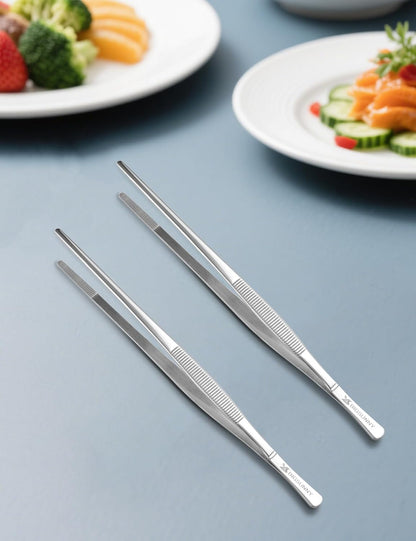 Set of 3 Kitchen Tweezers Fine Tweezer Tongs, MSY BIGSUNNY Stainless Steel Food Tweezers, Precision Serrated Tips Food Tongs (8.5" 10" and 12")