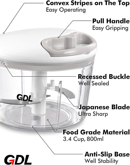 GDL Food Chopper, Vegetable Chopper, Pull String Onion Chopper Dicer, 800ML