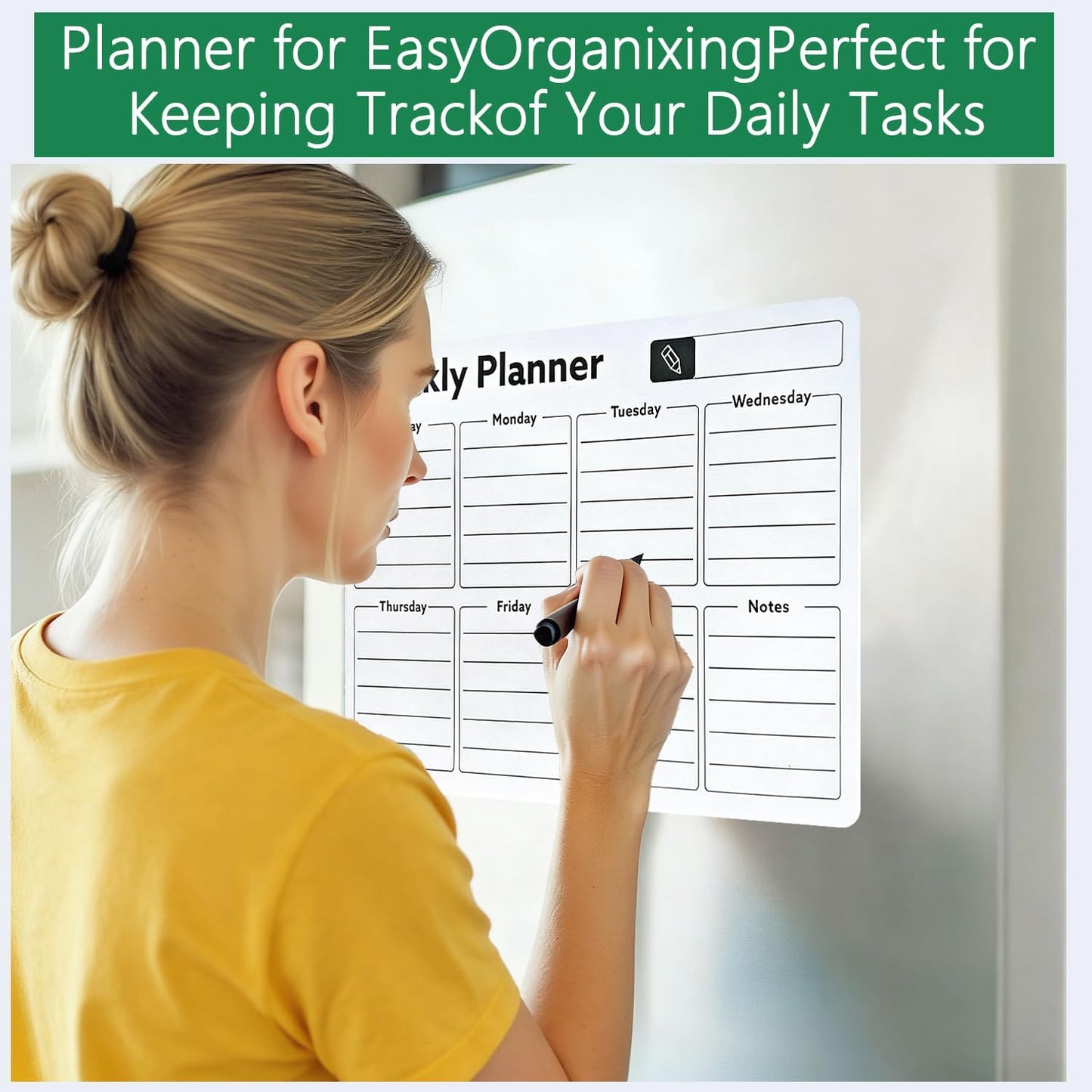 Magnetic Refrigerator Calendar Weekly & Monthly Planner, Erasable Whiteboard Sticker with Notes Section, Ideal for Organizing Meal Plans and Scheduling Tasks