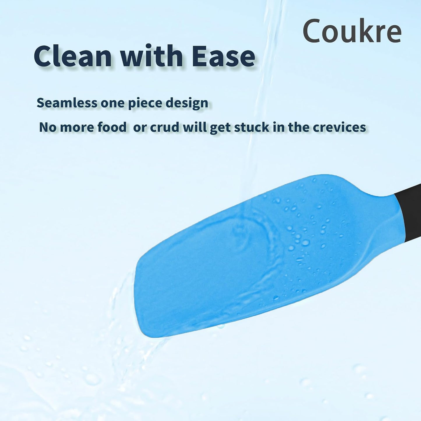 Coukre Silicone Spatula Set of 5,High Temperature Resistant, Food Grade Silicone, Dishwasher Safe, for Baking, Cooking (Aqua Green)