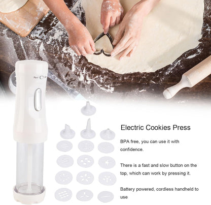 Cookie Press Set Battery Powered with 12 Discs and 4 Icing Tip