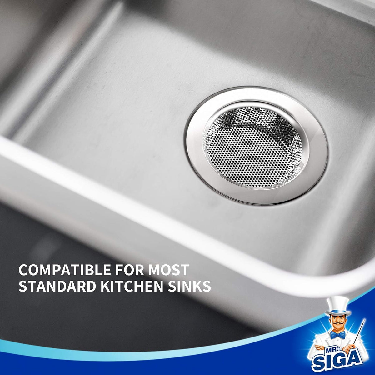MR.SIGA Kitchen Sink Strainer, Stainless Steel Sink Drain Strainer, 3 Pack