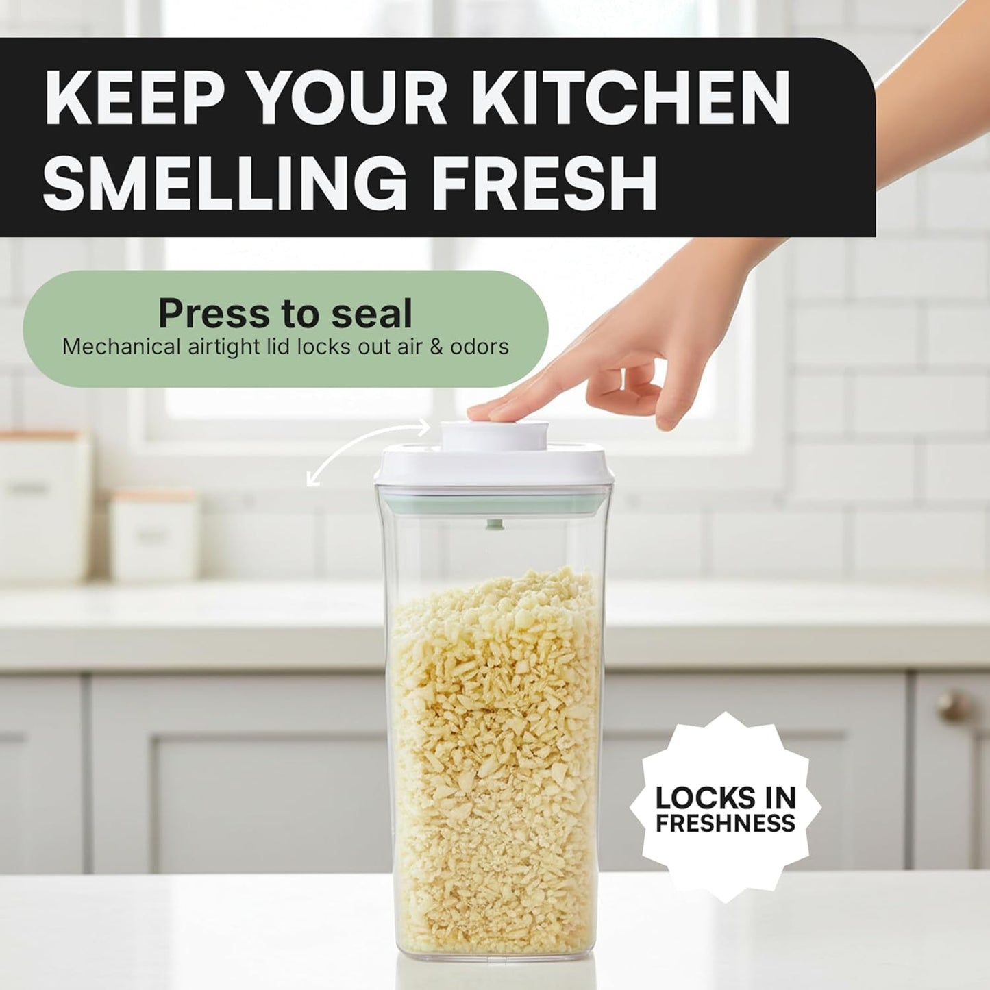 Bop Top Airtight Food Storage Containers with Lid 2 Cups / 16 oz | Kitchen Canister Sets | Air Tight Pantry Container | Pop Top Dry Food Storage Containers for Snacks, Sugar, Flour, Baking, Pasta