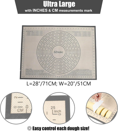 Non-slip Silicone Pastry Mat 36''By 24'' Nonstick Baking Mats Extra Large Counter Mat for Dough Rolling, Pastry, Pie Crust, Fondant, Cookies, Bread, Pasta, Pizza Mat