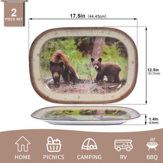 2 Pack Extra Large 17.5 Inch White Serving Trays – Reusable Melamine Platters for Parties, Snacks & Cookies, Durable Food Serving Dishes for Entertaining, Pantry & Kitchen Use White