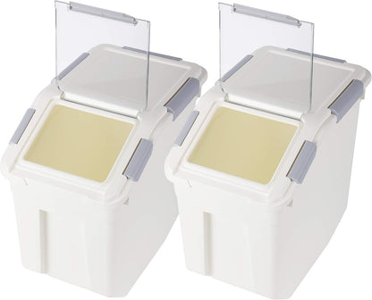EonTone [2-Pack] 30 lbs Rice Storage Container, 15L Airtight Food Bin with Wheels for Flour, Pet Food