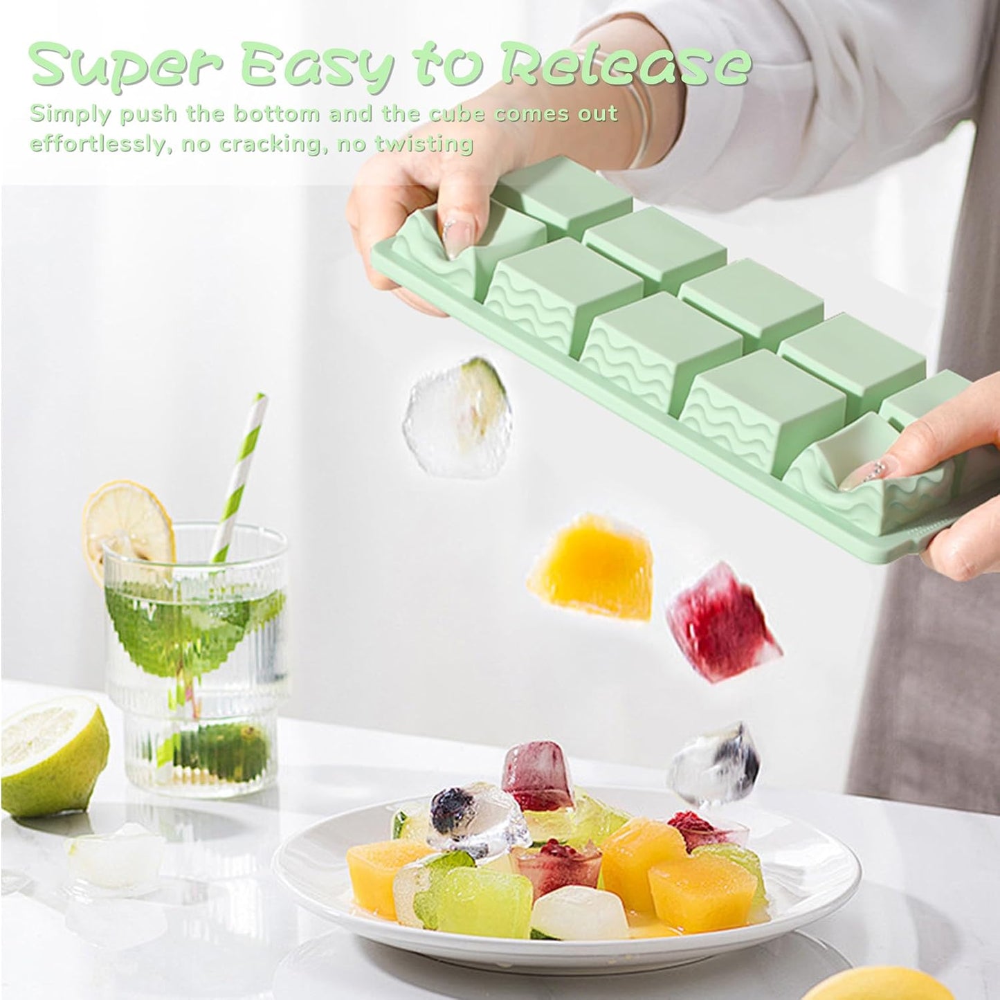 3-Pack Silicone Freezer Trays with Lid,2 Large 2-Cup(500ml)&4 Medium 1-Cup(250ml)&6 Small 1/2-Cup(125ml) Soup Freezer Container Molds,Ice Cube Tray For Meal Prep&Freezing Soup,Stews,Sauces