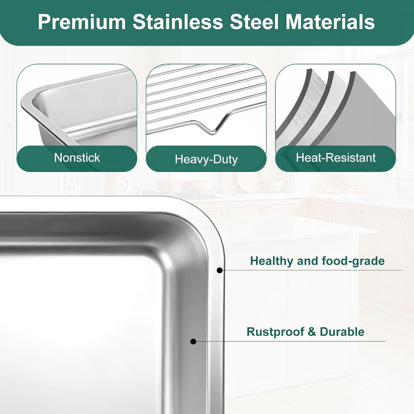 Stainless Steel BBQ Grilling Prep and Serve Tray Set, Food Preparation Container with Lid, Cutting Board, Wire Rack and Marinade Pan for Outdoor Cooking,Grill Gifts for Grill Lovers