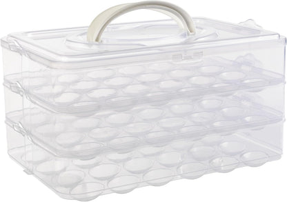 Egg Container for Refrigerator - Large-Capacity Egg Holder with Lid and Handle - Carrier for 72 Fresh, Store Bought or Deviled Eggs by Classic Cuisine