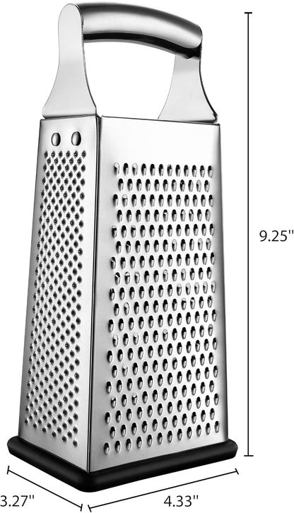 Spring Chef Stainless Steel Cheese Grater, Large Box Grater for Kitchen