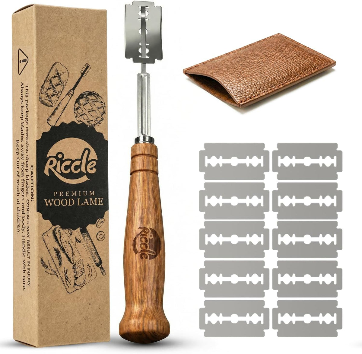 RICCLE Bread Lame, Sourdough Scoring Tool, Bread Scoring Tool, 10-Blade Set