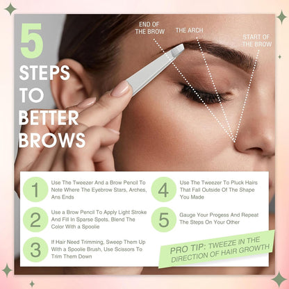 Mudder 12 Pcs Eyebrow Tweezers Set for Facial Hair Stainless Steel Slanted Tip Tweezers in Bulk for Men and Women(Silver)