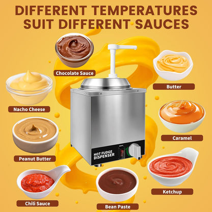 Nacho Cheese Dispenser with Pump, 2.8Qt Stainless Steel