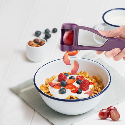 Luvan Grape Cutter for Toddlers, Grape Slicer Tool, Grape Tomato Cherry Strawberry Cutter Tools Into 4 Pieces for Vegetable Fruit Salad, Stainless Steel Quarter Grape Slicer Kitchen Gadget