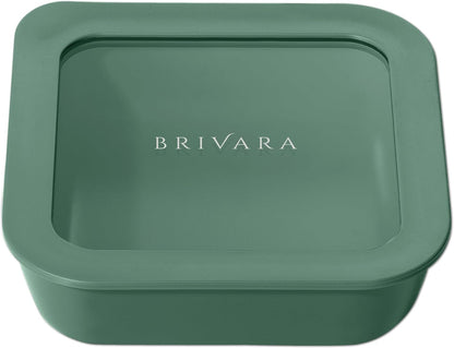 Ceramic Coated Glass Food Storage Container | No PTFE, PFOA, PFAS, and BPA | Reusable Non Toxic Meal Prep Container with Glass Lid | Easy To Store | 3 Cup Rectangle [Onyx]