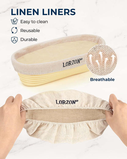 Banneton Proofing Basket Set, Sourdough Bread Baking Supplies (Plastic)
