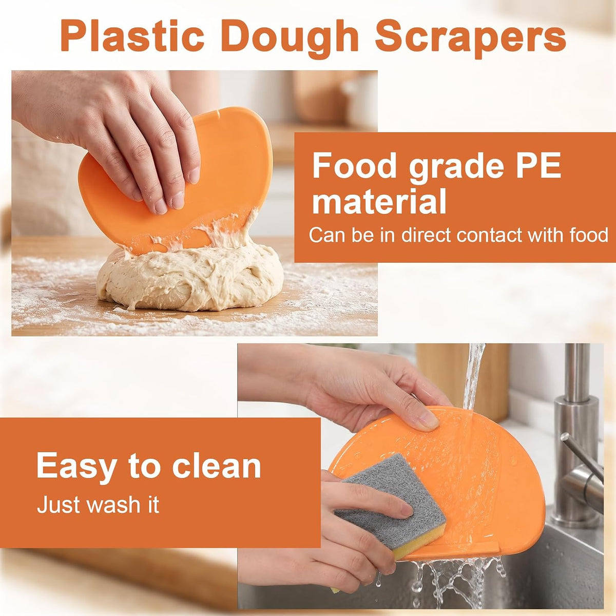 3pcs Bread Scraper for Sourdough,Silicone Bench Scraper Kitchen