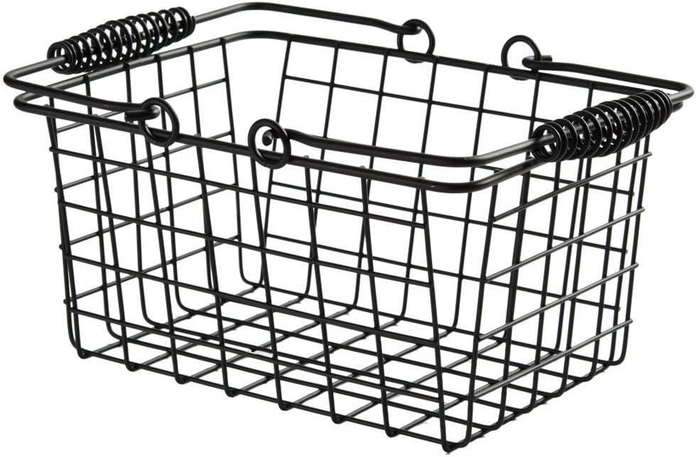 American Metalcraft RBHB975 9" x 7" Black Rectangular Basket w/ Handles