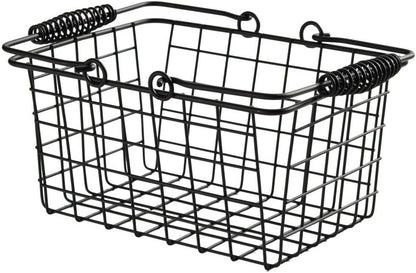 American Metalcraft RBHB975 9" x 7" Black Rectangular Basket w/ Handles