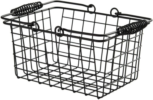 American Metalcraft RBHB975 9" x 7" Black Rectangular Basket w/ Handles