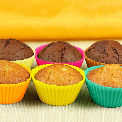 6 pack Silicone Baking Cups, Reusable Muffin Liners Non-Stick Cup, Cake Molds Set,Cupcake Silicone Liner Cupcake Holder,Bpa Free (navy blue)