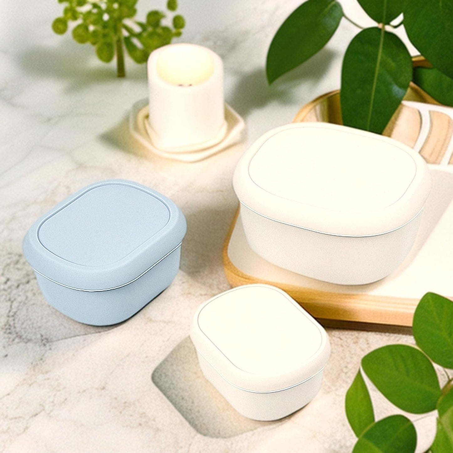 Silicone Food Storage Containers Set of 3 (6.8oz, 10.2oz, 20.3oz) - Leakproof, Microwave & Dishwasher Safe, Stackable Nesting Containers for Meal Prep, Lunch, Snacks, Freezer Friendly (Milky)