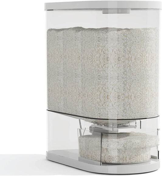 Rice Dispenser 22 Lbs(10kg), Rice Holder Storage Container with Measuring Cup, Clear Cereal Dry Food Grain Dispenser for Kitchen Pantry Household Organization, BPA Free
