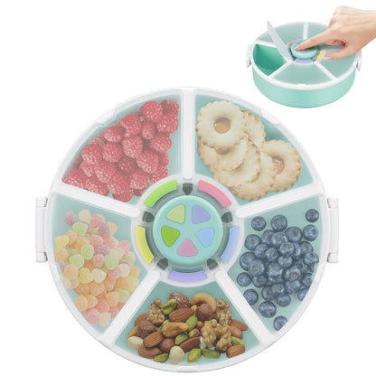 Pawtong Snack Rotator Container Reusable Snack Box with 5 Compartment Dispenser and Lid, Color Matching Opening Lid, BPA and PVC Free, for Home, School, Travel (1 Pack- Pink)