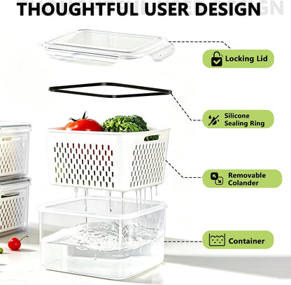 bealy 2 Pack Refrigerator Organizers and Storage, Stackable Clear Pull out Drawer Organizer Bins, BPA-Free Fridge Organizer and Storage for Fruit, Produce, Drink, Snack and Food Storage Containers