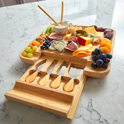 RoyalHouse Bamboo Cheese Board and Charcuterie Boards Set & Serving Tray for Meat, and Wine - Birthday Gifts for Women, Wedding Gift for Couples 2025, Bridal Shower, Housewarming Gift New Home