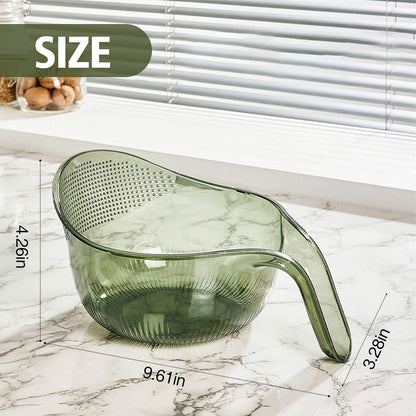 2-In-1 Rice Strainer,Large Rice Washer Beans Washer Strainers And Colanders - Washing Bowl for Fruit Washing Bowl With Strainer,Rice Washing Bowl Multifunctional Drain Basket (White)
